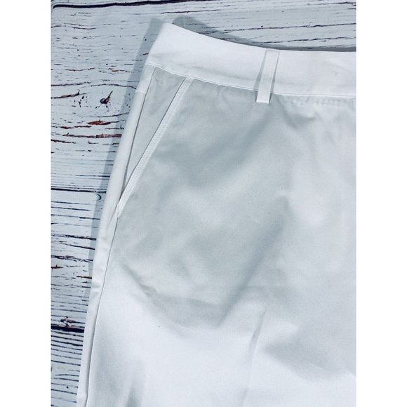 Adidas Shorts Womens Size 16 Plus Clima Lite Flat Front Bermuda White Split Hem - Picture 4 of 12